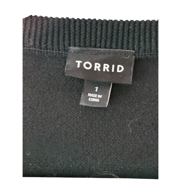 Torrid Womens Black Button-Front Cardigan Sweater Size 1 Lightweight Long Sleeve - Picture 2 of 4